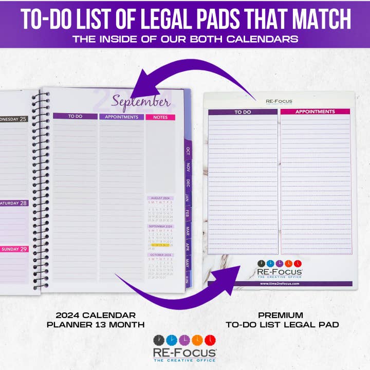 RE-FOCUS THE CREATIVE OFFICE - Wholesale Notepad - Legal Pads with Appointment and To-Do List Columns6