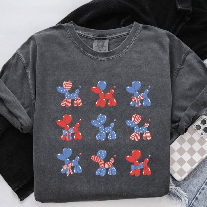 Trendy Tee Co. - Wholesale T-shirt (graphic) – unisex - Patriotic Balloon Dogs Tee0
