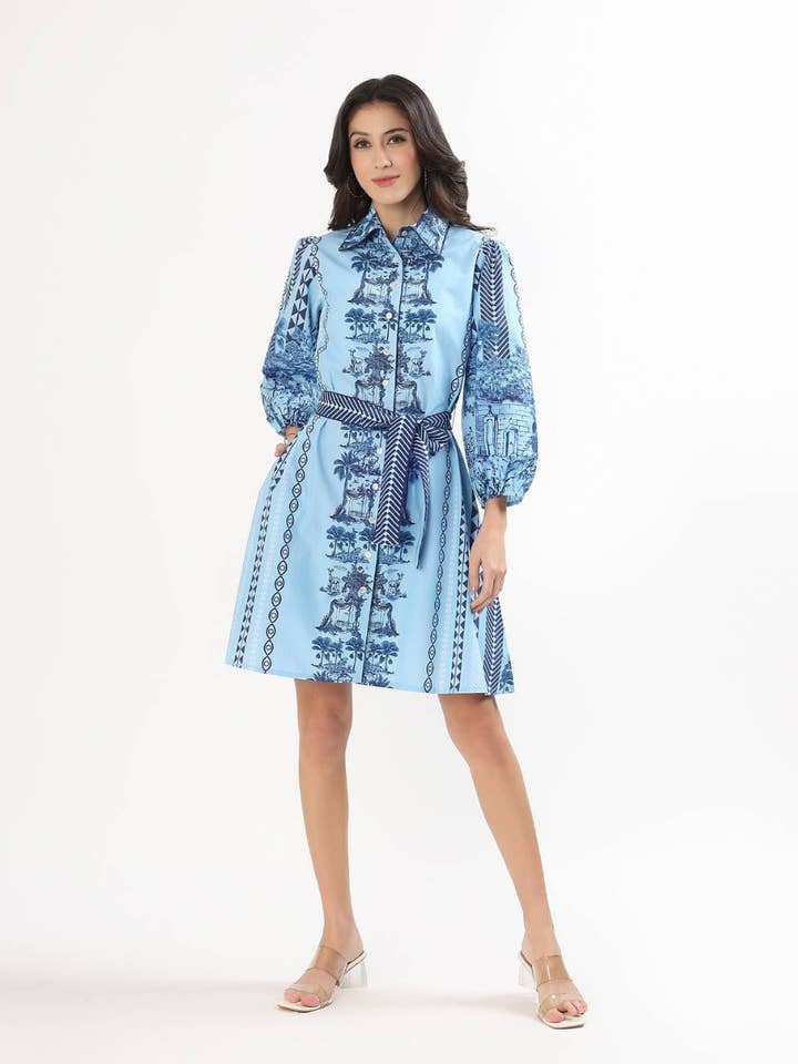 Sia Shirt Dress - Oyster Bay for wholesale by Hi Handmade