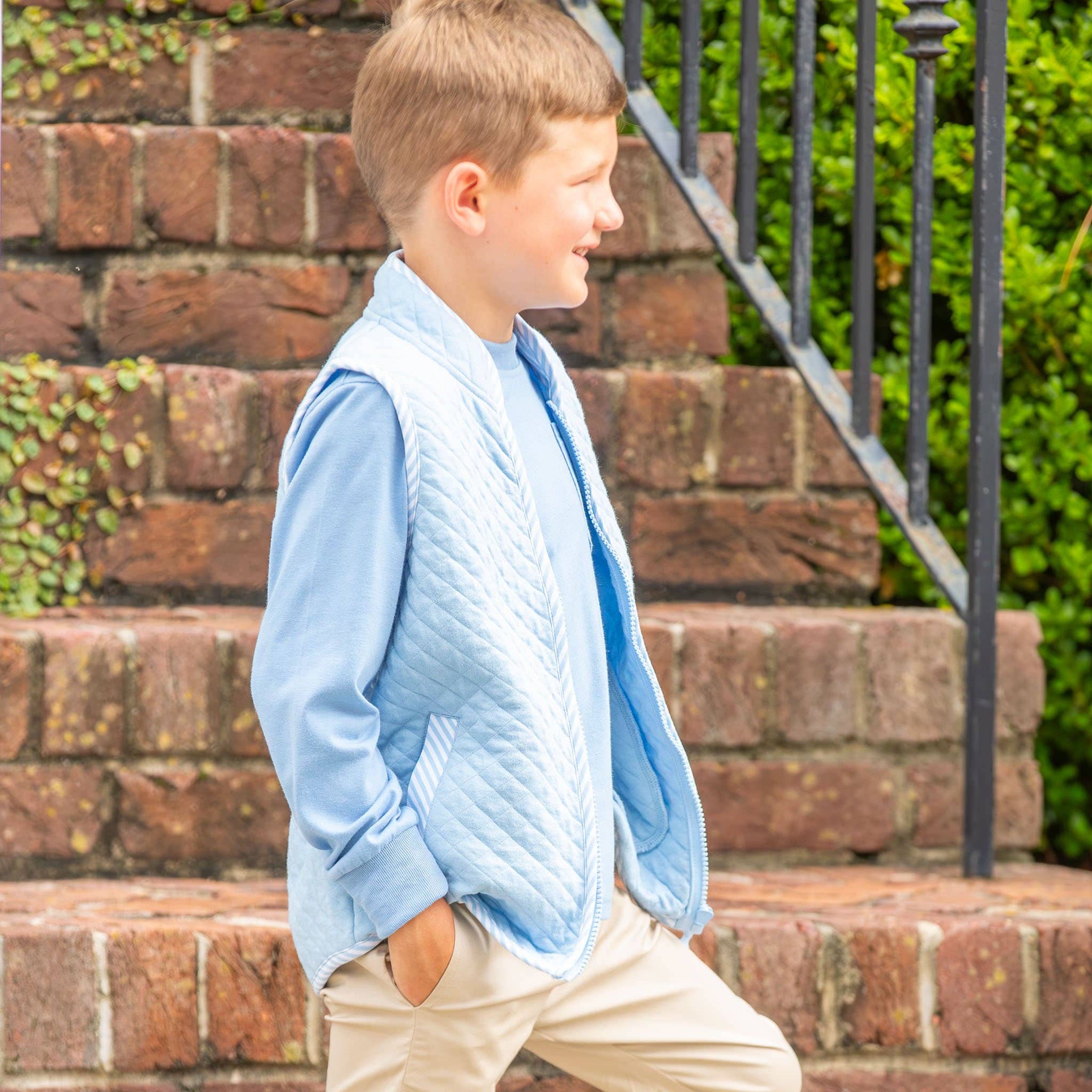 Shrimp and Grits Kids - Wholesale Outerwear Vest - Kids - Boys Quilted Vest - Blue Lagoon2