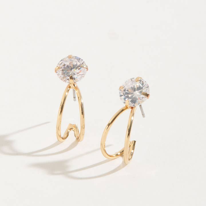 Howard's - Wholesale Hoop Earrings - Cubic Zirconia Double Hoop Dazzlers Stud Earrings