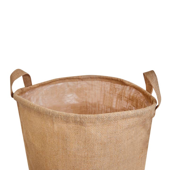 ecojutebags – Großhandel Aufbewahrungstasche – Runder Jute-Wäschekorb – Hoher Sackleinen-Wäschesammler mit Griffen6