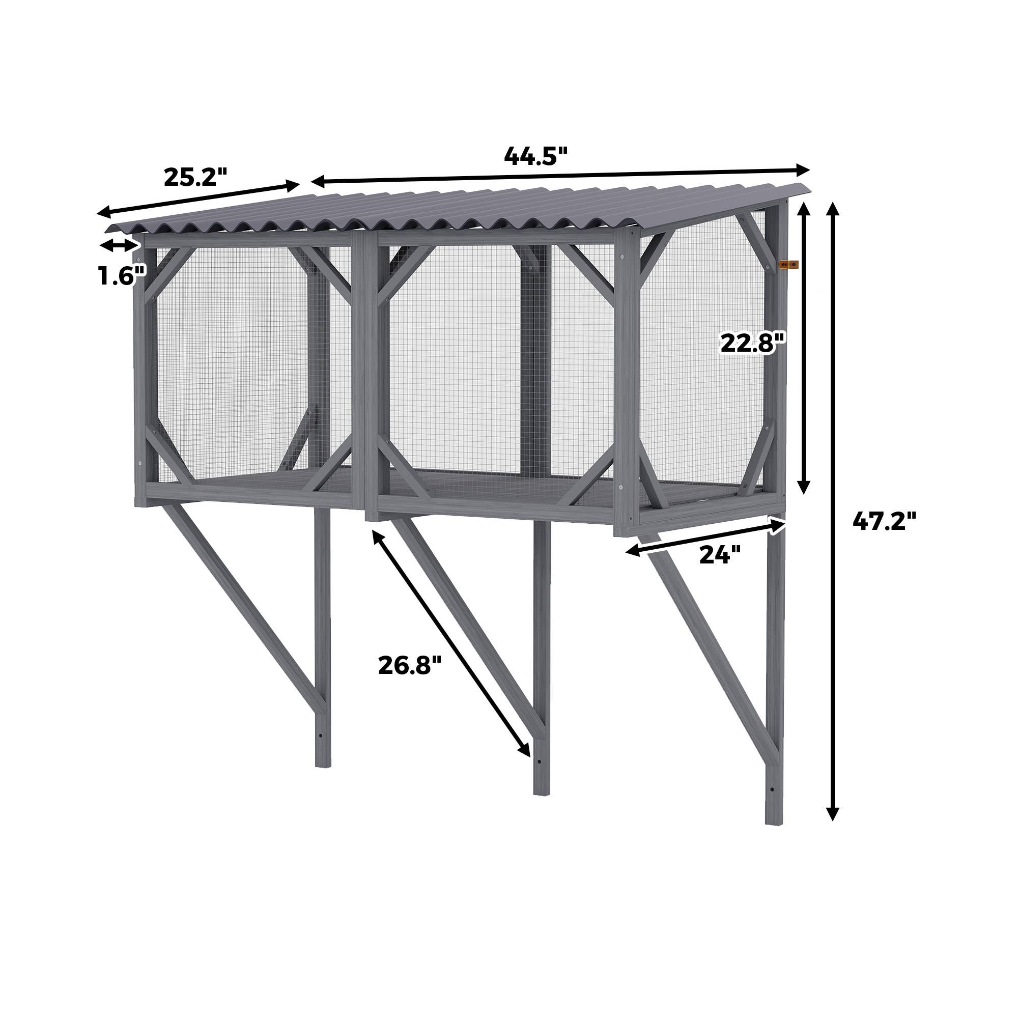 39F Inc. - Vente Bibelots/décorations d'extérieur - Catio de fenêtre pour chat d'extérieur de 43,3", fenêtre en bois tout temps3