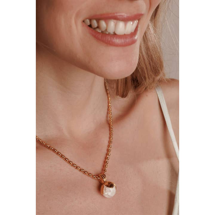 DelBrenna - Wholesale Pendant/Charm Necklace - Pendente Magnolia in Oro con Agata Bianca5