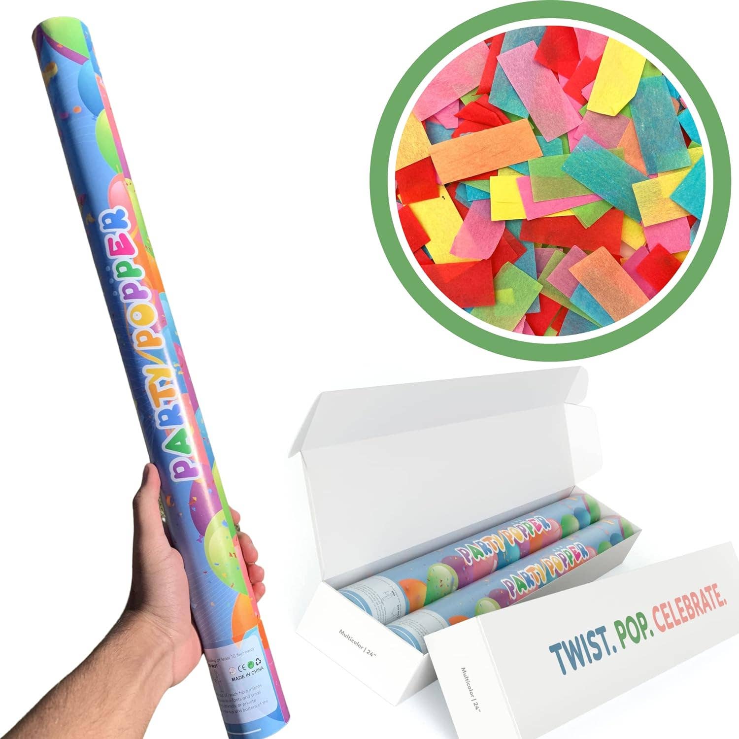 TUR Party Supplies - Wholesale Party Popper - Giant Biodegradable Confetti Cannons Party Poppers (2 Pack)0