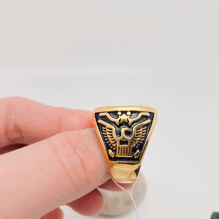Mio Queena - Wholesale Jewelry - Men's - Men's Rhinestone Anchor Titanium Steel Ring Men's Jewelry