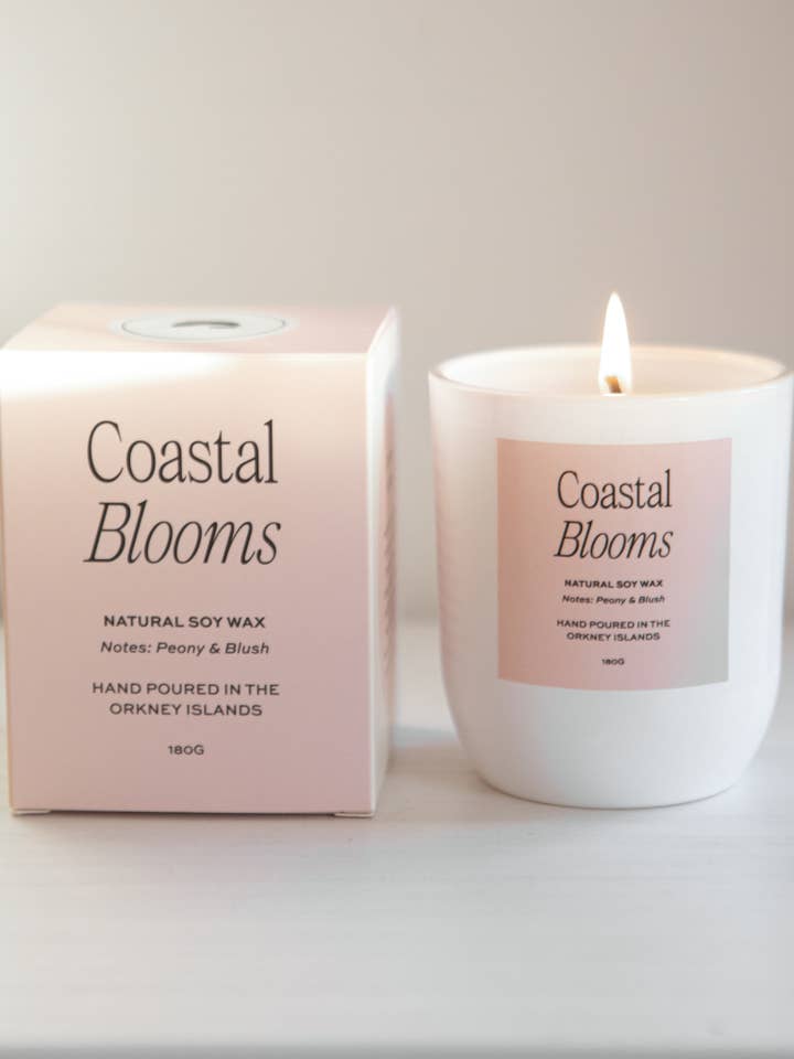 Coastal Blooms Peony Luxury Soy Candle - Scottish Made for wholesale by Moonshine Candle Co.
