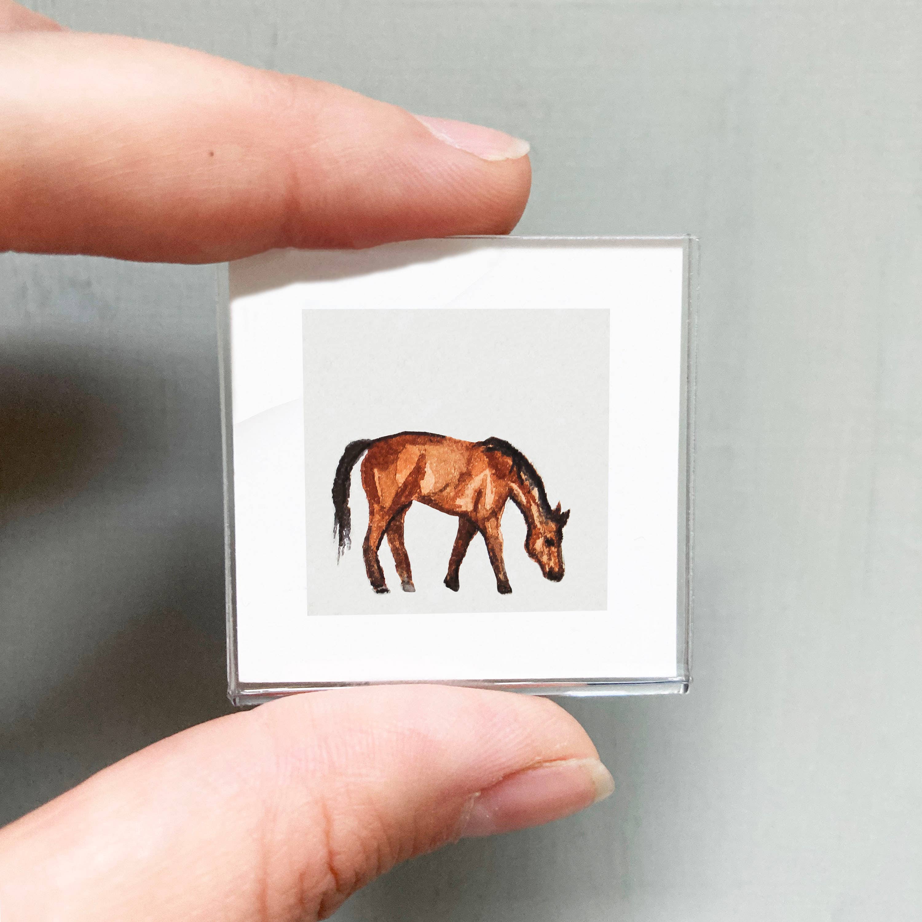 Mick's Art Goods - Wholesale Art Print - Mini 1" Horse Animal Tiny Watercolor Painting Art Print0