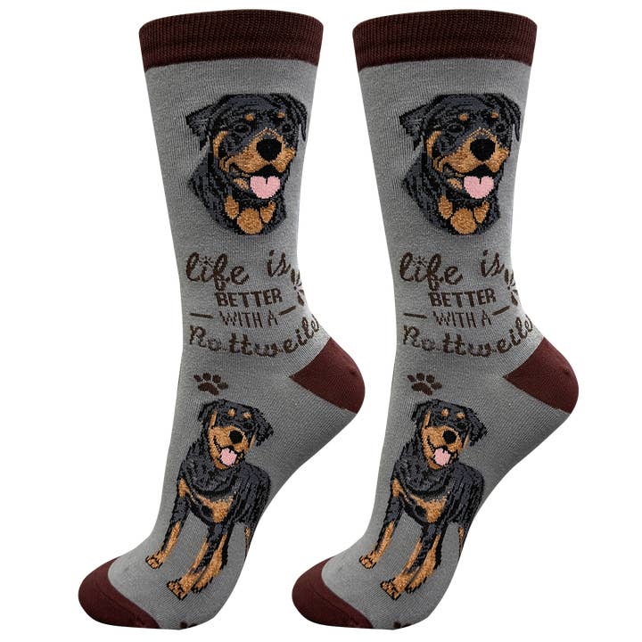 Rottweiler Dog Socks - Fun Novelty Crew Socks - Unisex for wholesale by E&S Pets