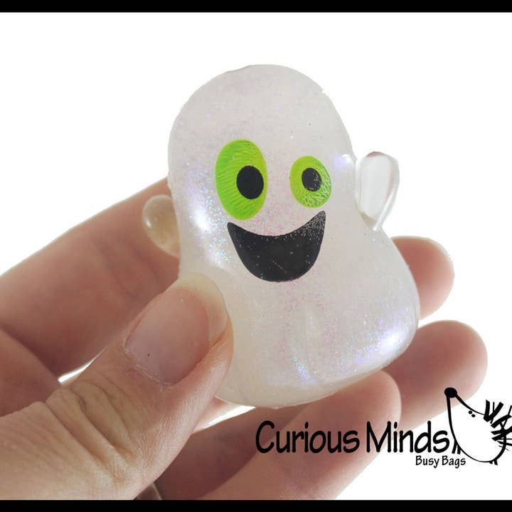 Curious Minds Toys - Wholesale Stress Relief Ball/Dough - 1 Glitter Gel Ghost Stress Balls - Sticky Ghosts Squeeze Fi3