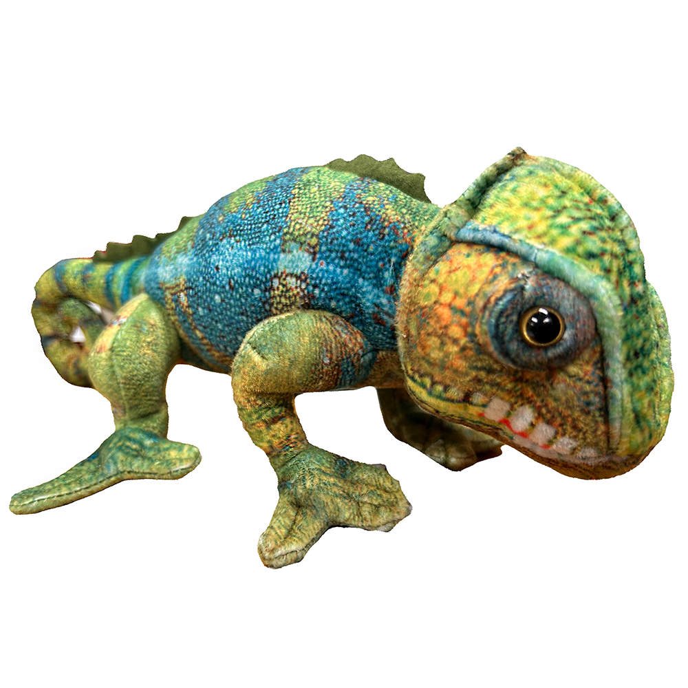 Texas Toy Distribution - Wholesale Stuffed/Plush Toy - Kids & Baby - Chameleon Blue-Green Plush Reptile 12" Stuffed Animal1