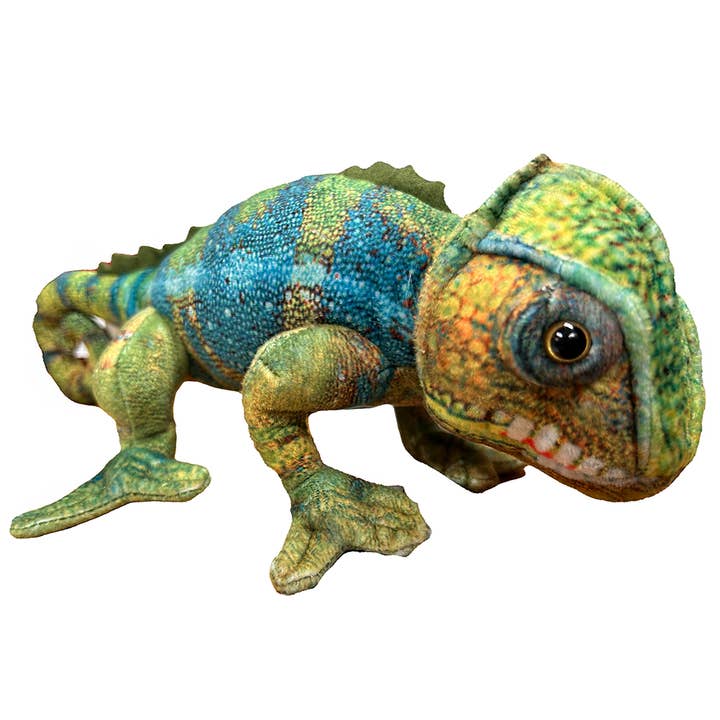 Texas Toy Distribution - Wholesale Stuffed/Plush Toy - Kids & Baby - Chameleon Blue-Green Plush Reptile 12" Stuffed Animal1