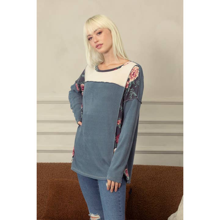 Pull colorblock fleuri pour la vente par salt & bit