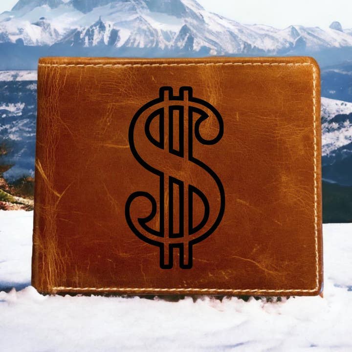 Premium Buffalo Leather Bifold Dollar Sign Wallet for wholesale by Texan Customs