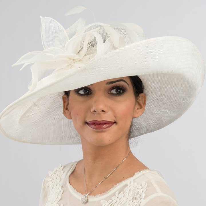 KaKyCo - Wholesale Fascinator Hat - Women's - 113038 | Side Sweep Sinamay Flower Feather Bow Sinamay Hats