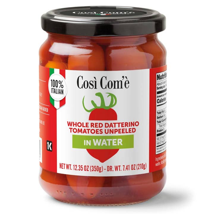 Così Com’è Datterino Red Tomatoes – Unpeeled in Water, 12.3 oz for wholesale by Wholesale Italian Food