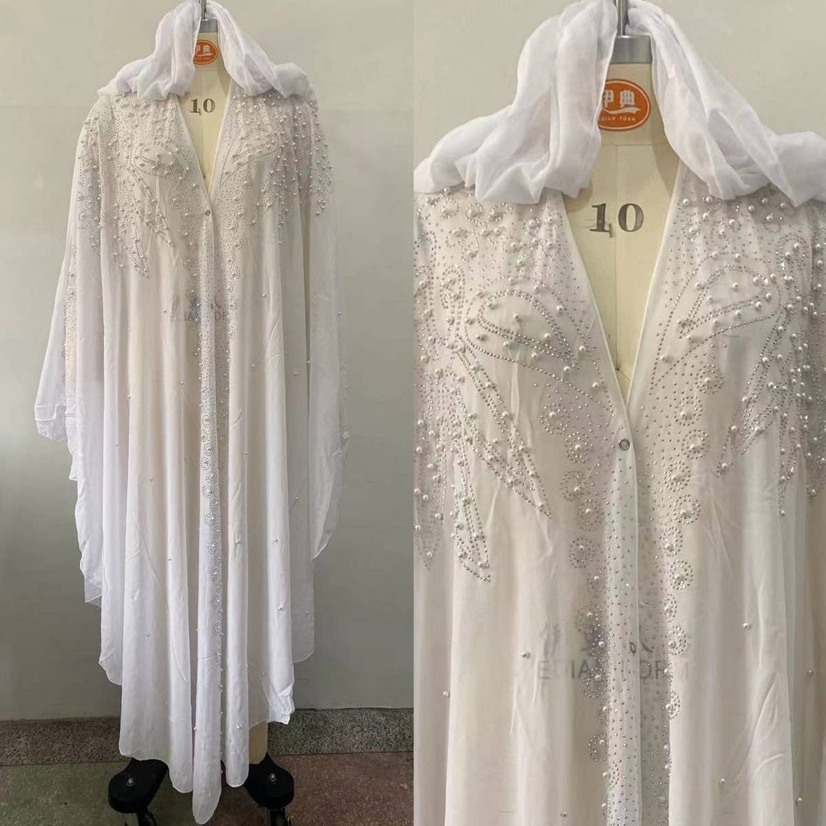 ACCITY - Wholesale Cape - Women's - African Beaded Long Robe Muslim Cape Hooded Dress_CWMM613810