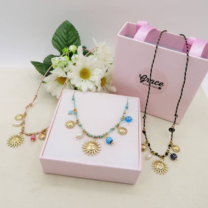 Daemon srls - Wholesale Pendant/Charm Necklace - SOLEIL COLLANA - ACCIAIO inossidabile - Collana catena charms sole e murrine6