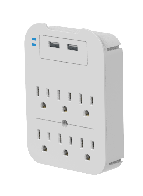 LAX Gadgets - Wholesale Portable Charger - Charge Surge Protector, 6 Outlets/2 USB Ports - Retail Pack4