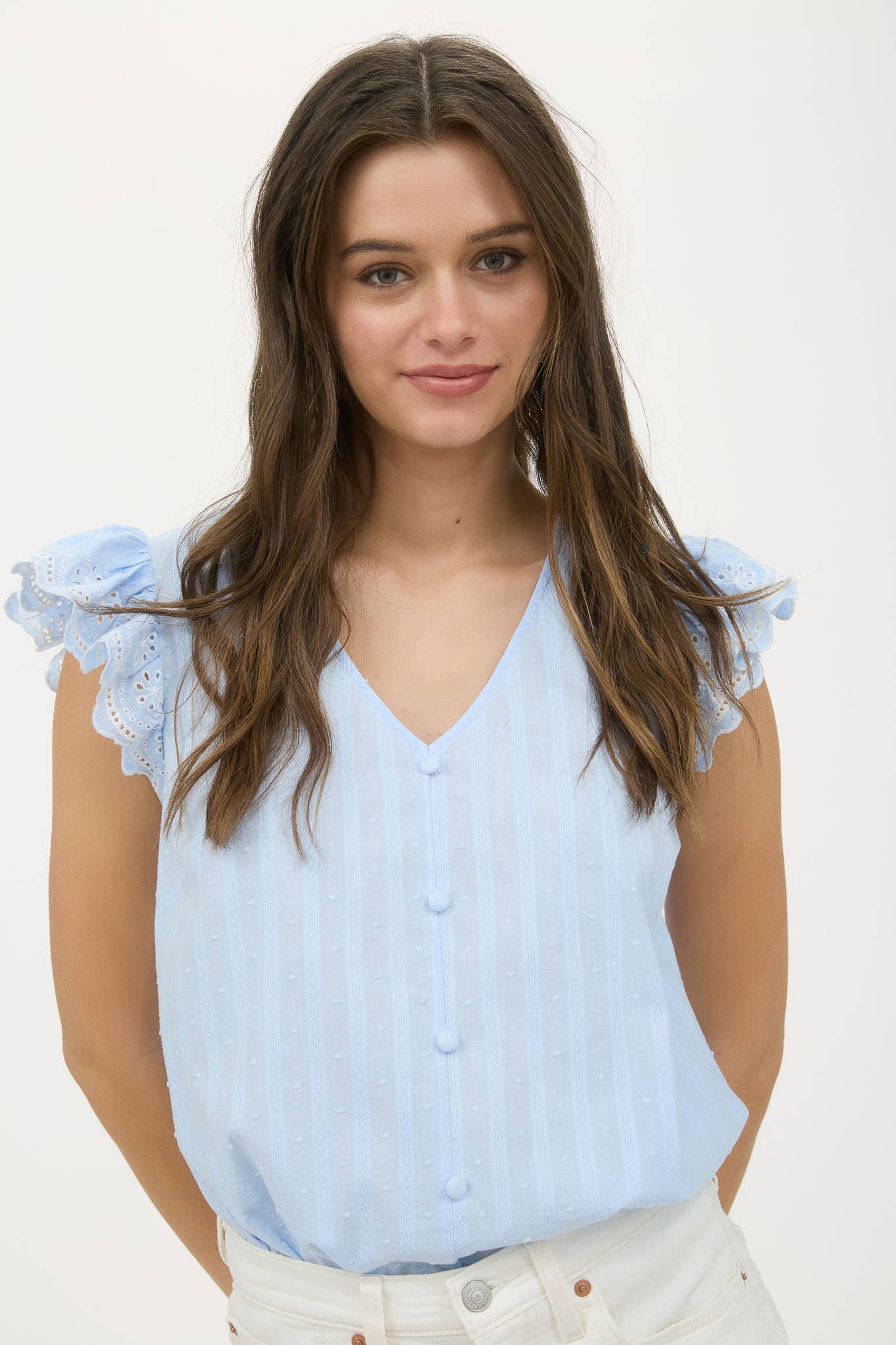 Blu Pepper – wholesale Blouse – Women’s – STRIPE CLIP DOT CONTRAST FLORAL SLEEVE BLOUSE3