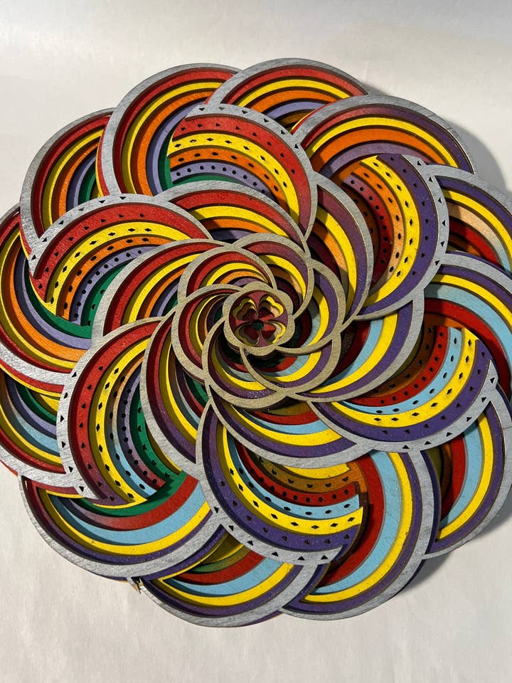 Wall Decoration Flower Mandala 3D Art Multilayer “I Love You” Floral Mandala 7116 for wholesale by Spencer's Custom Wood