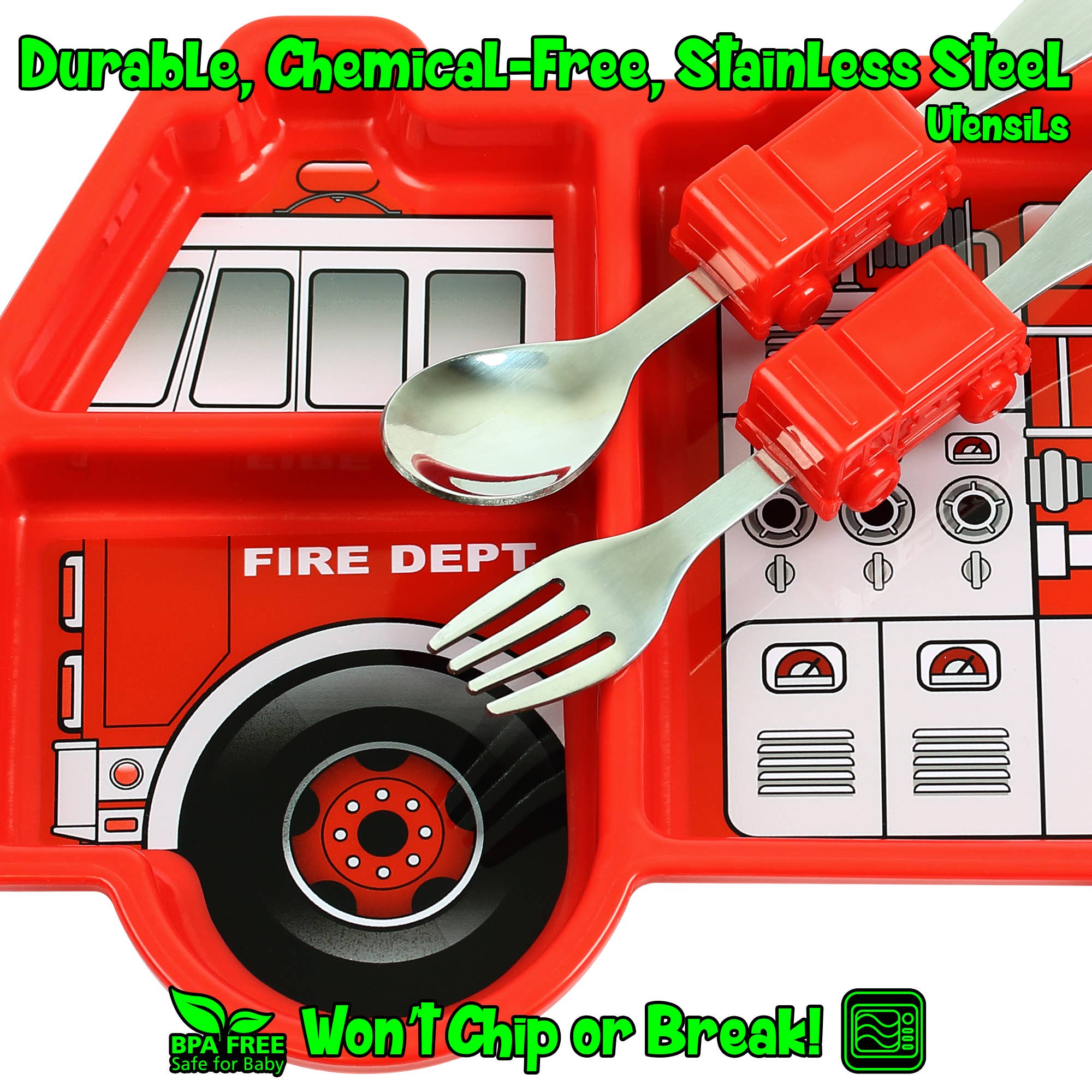 Funwares - Vendita all'ingrosso Servizio da tavola - Bambini e neonati - Set da tavola per bambini "Me Time Fire Engine" – Regalo per bambini2