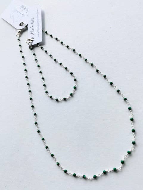 Gemstone Necklaces & Bracelets - Malachite - Gold for wholesale by Maya Joy in the World
