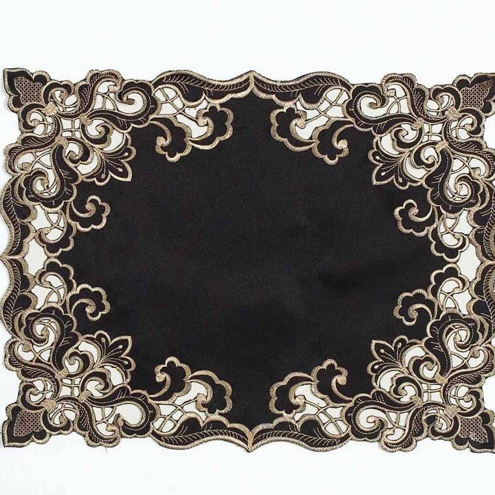 Noir Luxe – Sets de table en or noir, Collection Granada Décor de table moderne 12*18 pouces pour la vente par Decozen