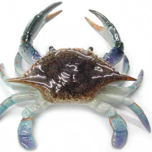 Male Blue Crab Small Northern Rose Porcelain Mini Figurine for wholesale by Little Critterz