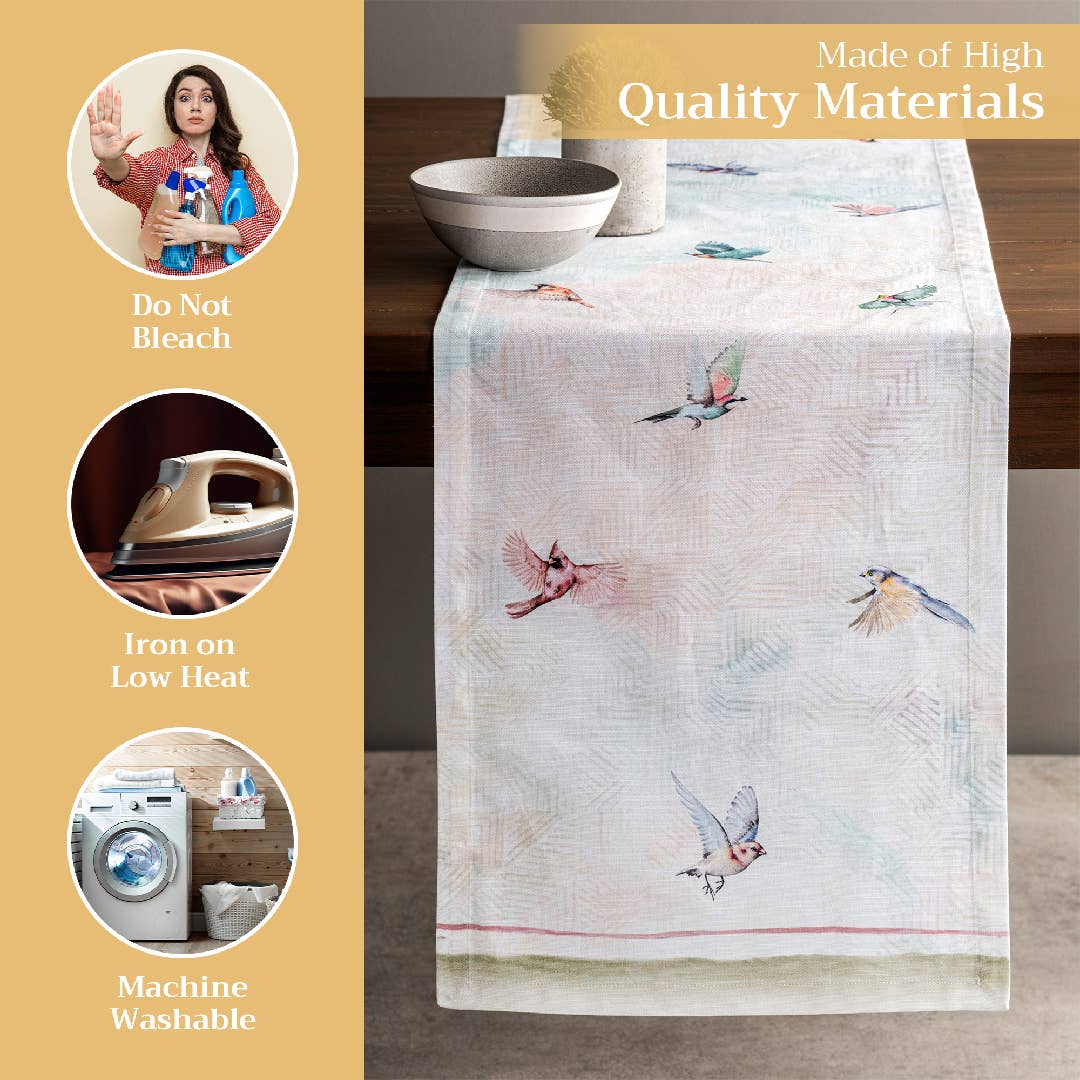 Maison d'Hermine - Design in Every Thread - Wholesale Table Runner - Table Runner 100% Cotton - Single Layer - Flying Birds2