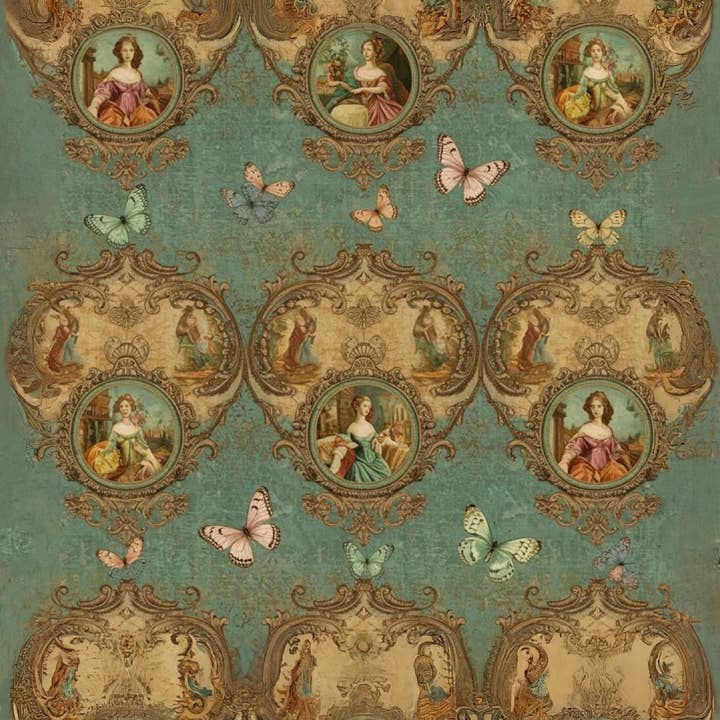 Mint by Michelle - Wholesale Craft Supplies - Versailles on Repeat - Mint Decoupage Paper1