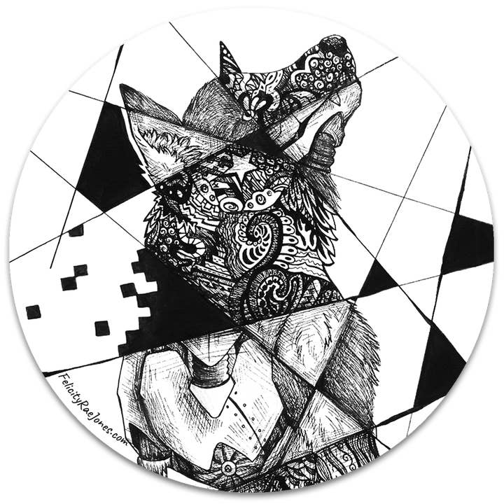 "Glitch Wolf" Vinyl Sticker for wholesale by FJ Creations