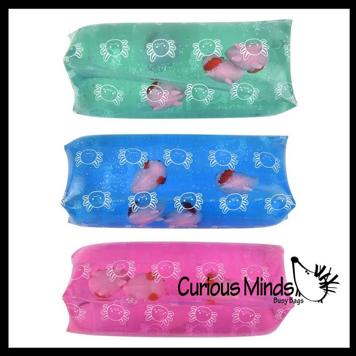1 Jumbo Axolotl Animal Water Filled Tube Snake Stress Toy - for wholesale by Curious Minds Toys