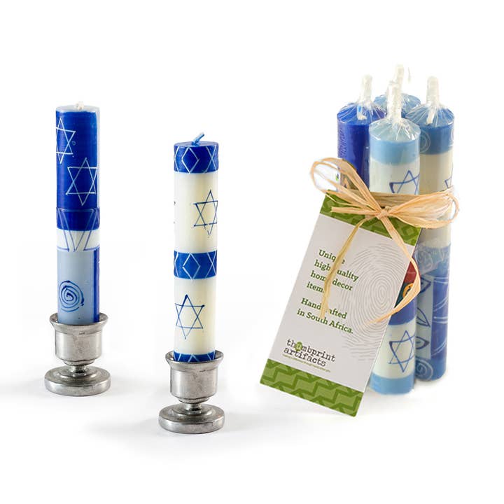 Star of David Shabbat Candles for wholesale by Thumbprint Artifacts
