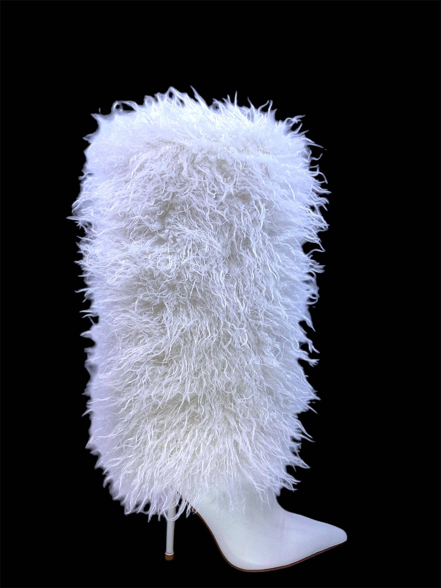 White Women's DEMURE DIAMANTE FAUX FUR BOOT  for wholesale on Faire0