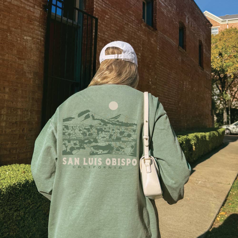 AnglinMade - Wholesale Graphic Sweatshirt - Unisex - Historic SLO Sweatshirt: Sage2