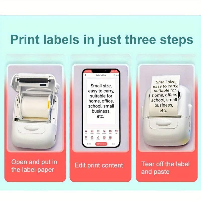 Modpopdeco - Wholesale Portable Charger - [Portable P50 Printer] Portable P50 Thermal Label Printer | Compatible with Android+iOS, Suitable for Home, Clothing, Supermarkets, Jewelry, and Food Industries, Equipped with a Roll of 40 * 30mm White Stickers5