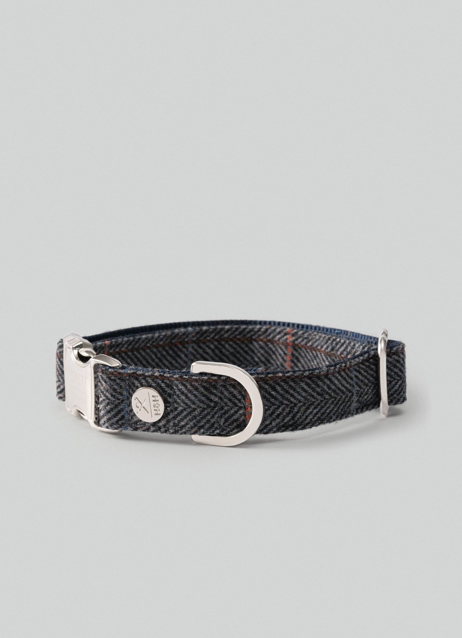 Hugo & Hudson – Großhandel Haustierhalsband – Hund – Hackett x Hugo Hudson Hundehalsband aus grauem kariertem Tweed3