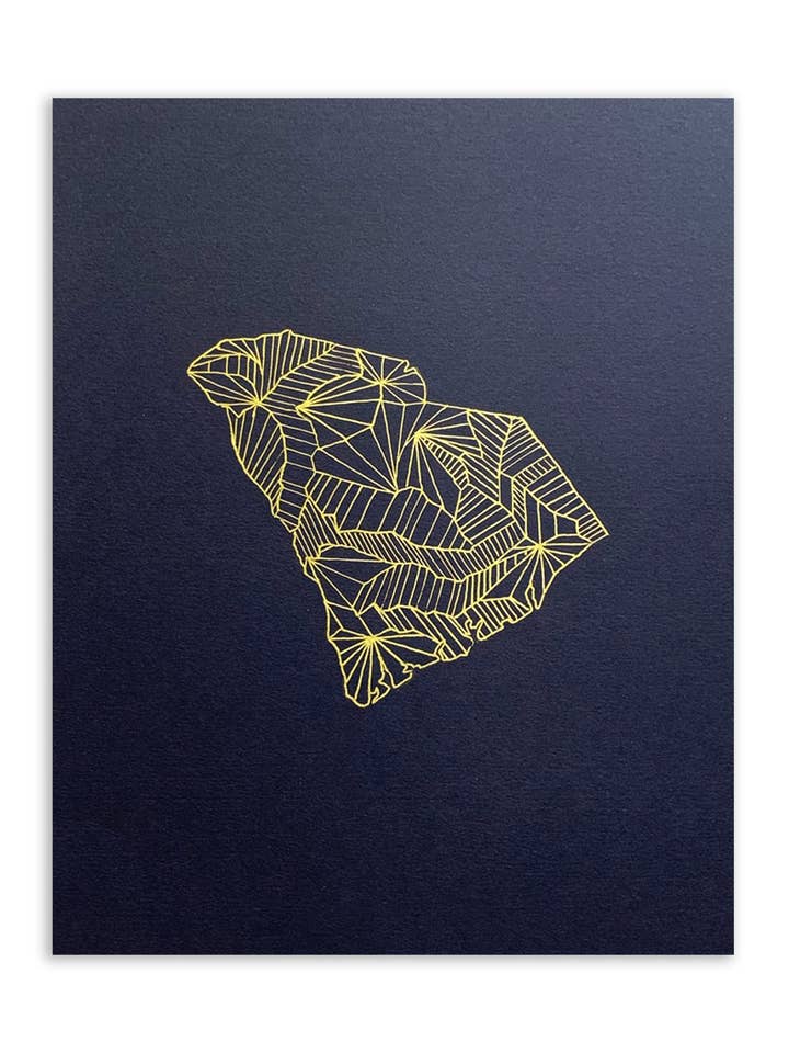 South Carolina map | screenprint for wholesale by Suz Bax Art