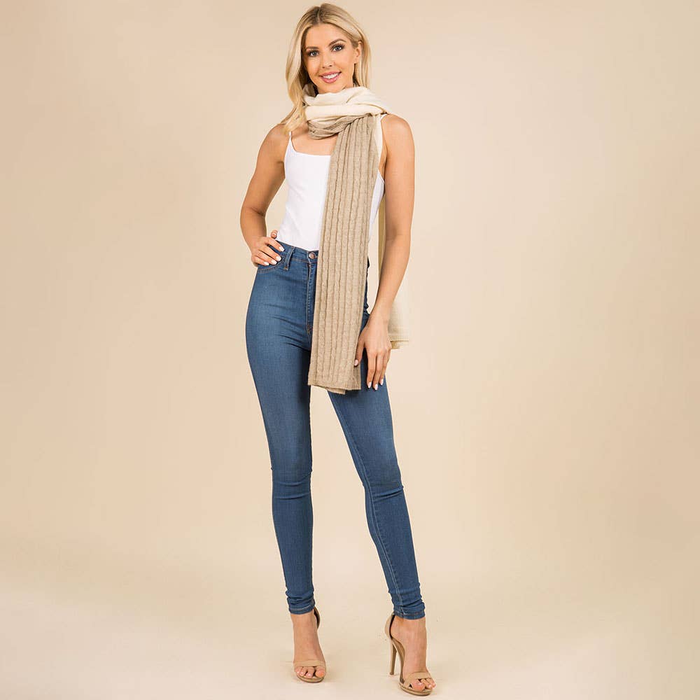 Sensibling Corp. - Wholesale Scarf - Women's - Two Tone Cable Knit Scarf5