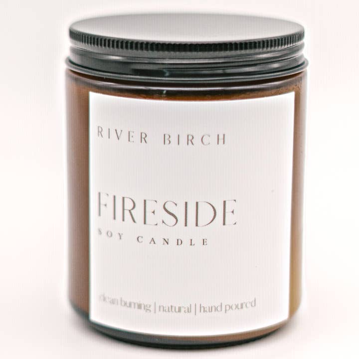 Fireside - Barattolo d'ambra - Candela di soia da 8,5 once per la vendita all'ingrosso da parte di River Birch Candles