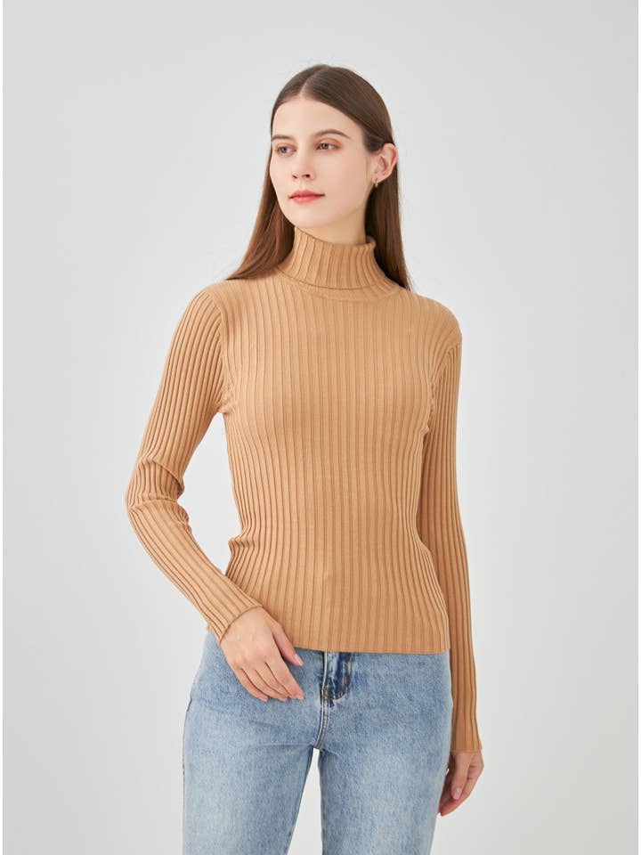 J and W – wholesale Pullovertröja - Dam – Ribbad polotröja i stretchsiden