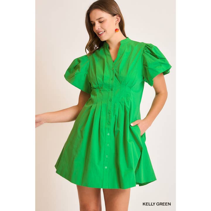 STYLE USA - Wholesale Dress - Women's - Pleated Short Sleeve Dress