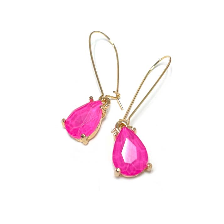 StarryNYC - Wholesale Dangle Earrings - Midi Size Teardrop 5A Grade Glass Drop Kidney Wire Earrings29