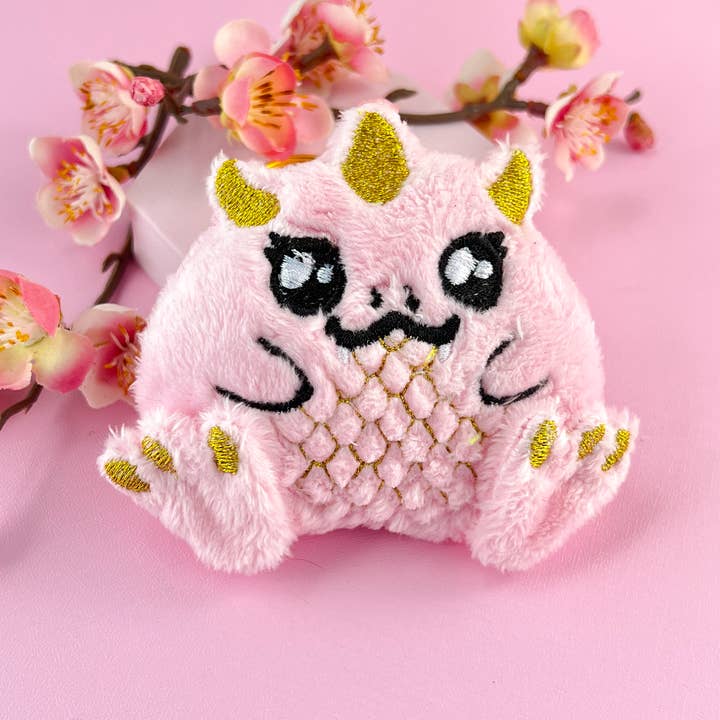 Kawaii Hair Candy - Wholesale Keychain - Unisex - Cute Pink Chibi Dragon Plush Keychain