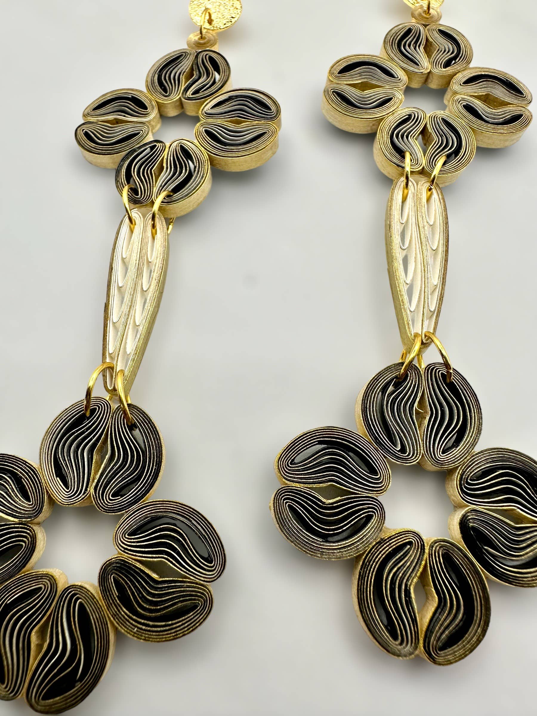 Paper Shaper by Julie - Wholesale Dangle Earrings - Flowerful Cascade Dangle Paper Earrings7