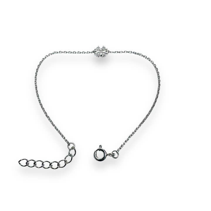 Glücks-Kleeblatt zierliches Silberkettenarmband für den Großhandel von Janine’s Jewelry Design