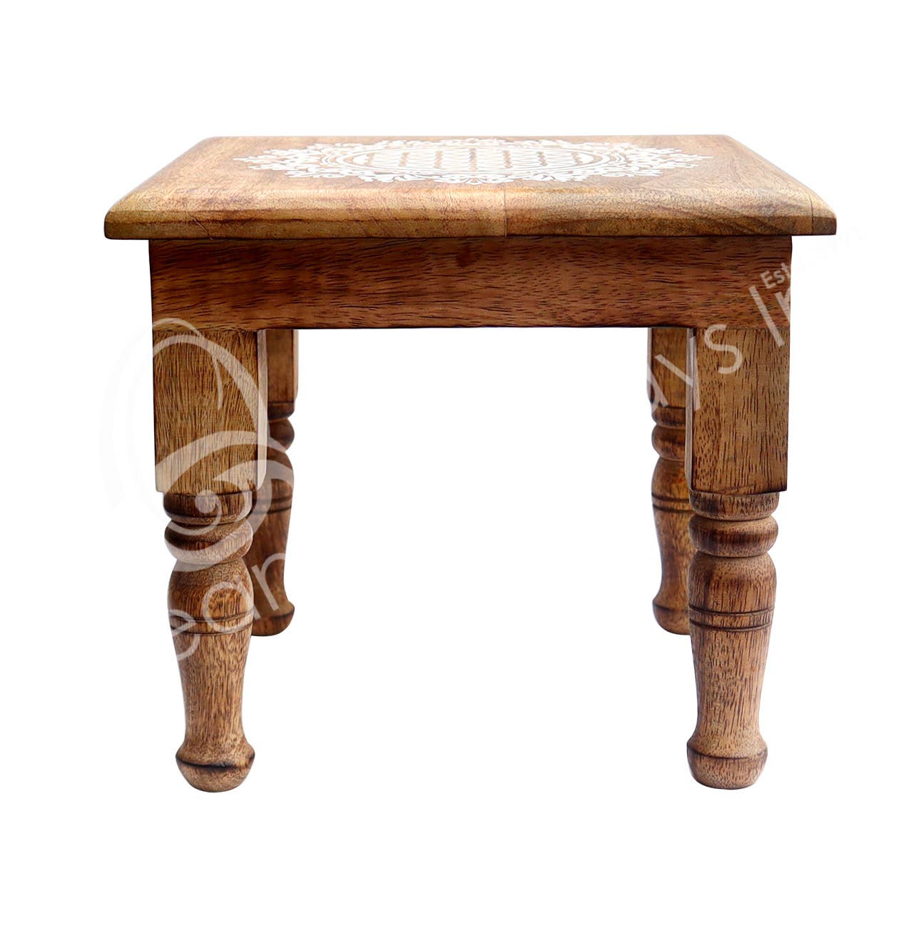Oceanic Linkways Inc – wholesale Spiritual stone/crystal – (PC)ALTAR TABLE - MANGO WOOD ENGRAVED FLOWER OF LIFE 9 X 8"H3