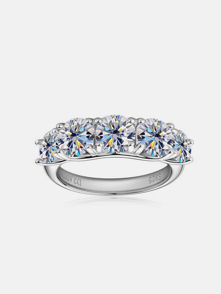 3.6 karaat 5 stenen briljant rond geslepen moissanite puur sterling zilveren ring met 5 stenen voor wholesale door Sparkala