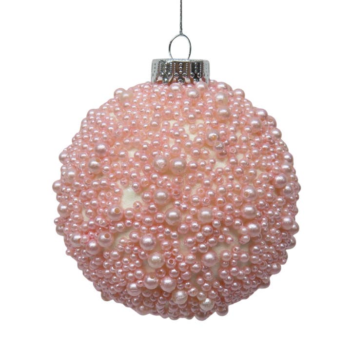 4in Pink Beaded Ball Orn for wholesale by December Diamonds